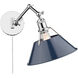 Orwell 1 Light 10 inch Chrome Articulating Wall Sconce Wall Light in Navy, Adjustable