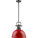 Yep Duncan Pendant Ceiling Light in Matte Black, Red, Large