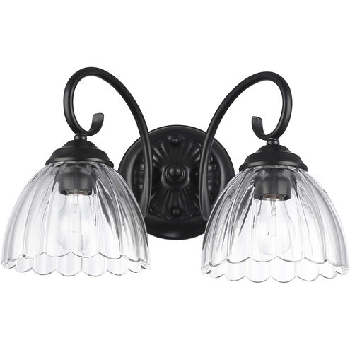 Audra 2 Light 16 inch Matte Black Vanity Light Wall Light