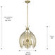 Cay 3 Light 14.38 inch Vintage Fired Gold Pendant Ceiling Light
