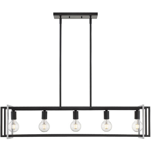 Tribeca 5 Light 41 inch Matte Black Linear Pendant Ceiling Light in Pewter