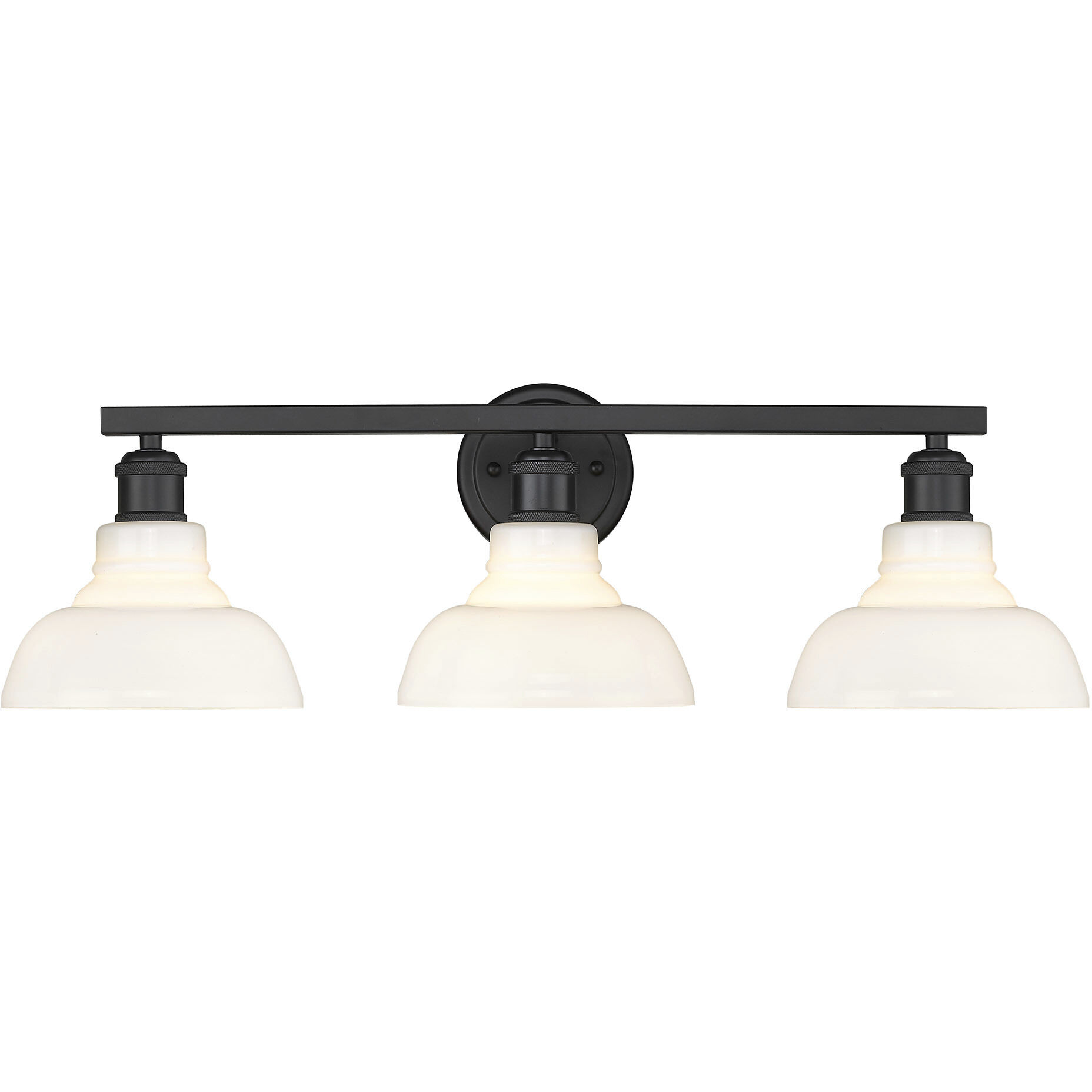 Yep Carver Vanity Wall Light in Matte Black, Vintage Milk Glass
