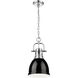 Yep Duncan Pendant Ceiling Light in Chrome, Black, Small