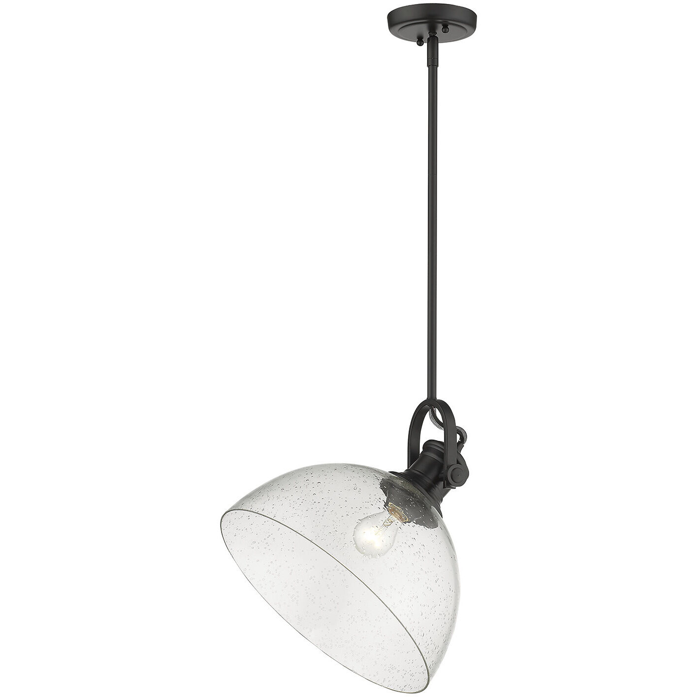 Yep Hines Pendant Ceiling Light in Matte Black, Seeded Glass, Large