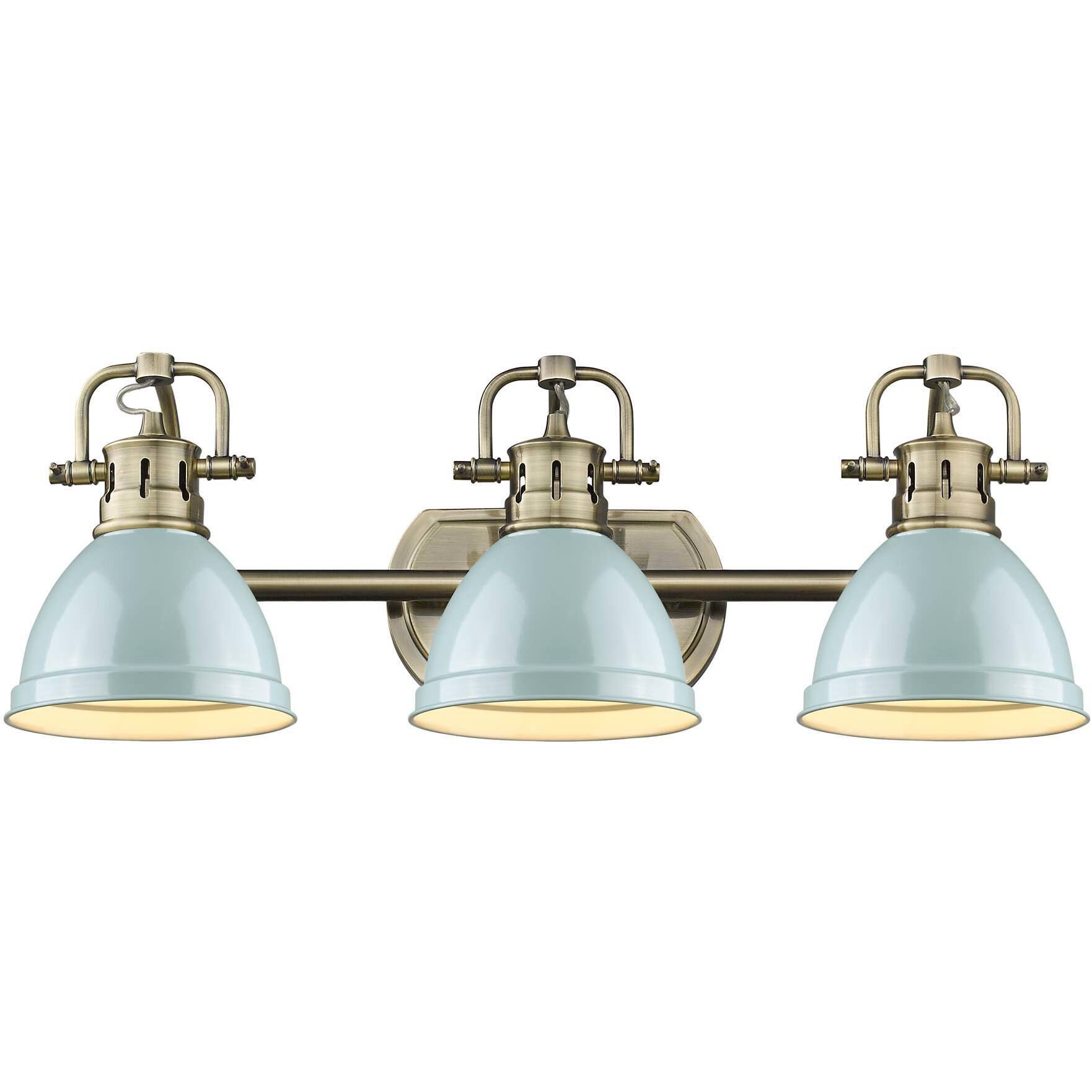 Yep Duncan Vanity Wall Light in Aged Brass, Seafoam