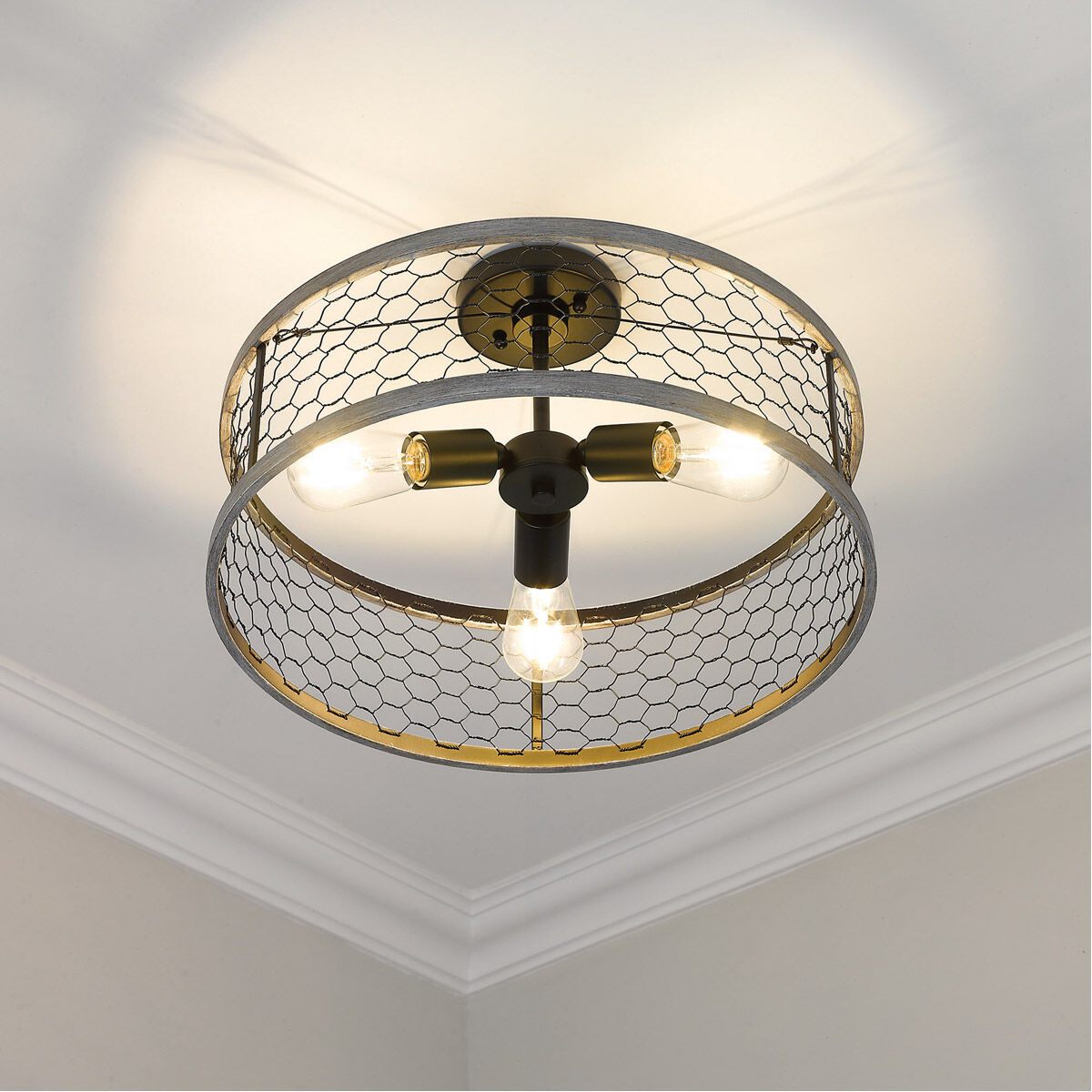 Bailey 3 Light 17.5 inch Matte Black Semi-flush Ceiling Light