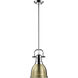 Duncan 1 Light 8.88 inch Chrome Pendant Ceiling Light in Aged Brass, Small