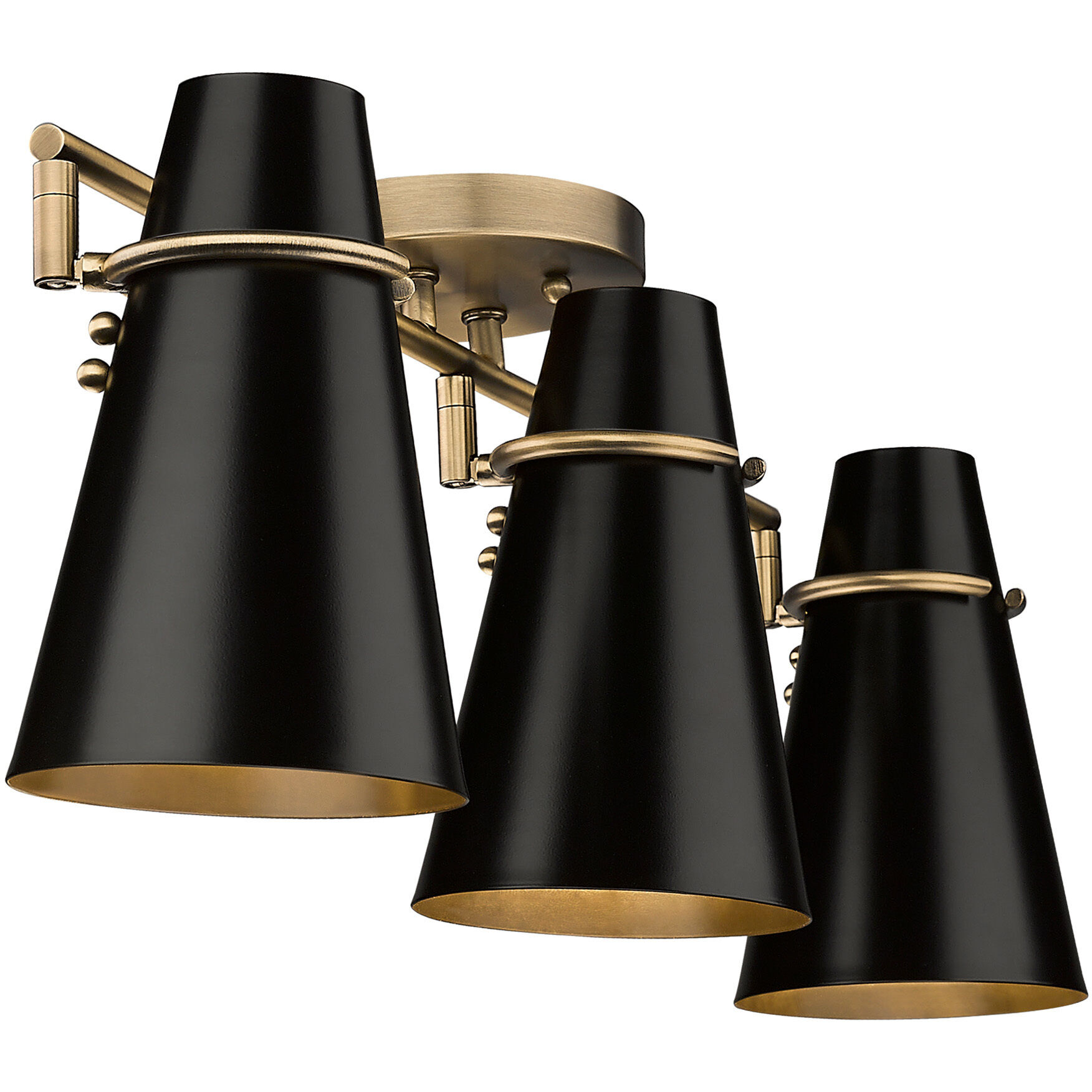Reeva 3 Light 29.13 inch Modern Brass Semi-Flush Mount Ceiling Light in Matte Black