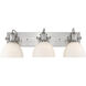 Hines 3 Light 25.13 inch Pewter Vanity Lighting Wall Light in Opal Glass