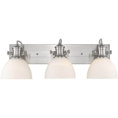 Hines 3 Light 25.13 inch Pewter Vanity Lighting Wall Light in Opal Glass