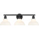 Carver 3 Light 28 inch Matte Black Bath Vanity Wall Light in Vintage Milk Glass