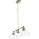 Duncan Linear Pendant Ceiling Light in Aged Brass, Clear Glass