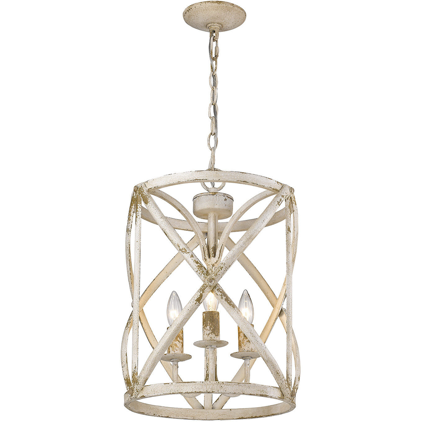 Alcott Pendant Ceiling Light in Antique Ivory, Caged