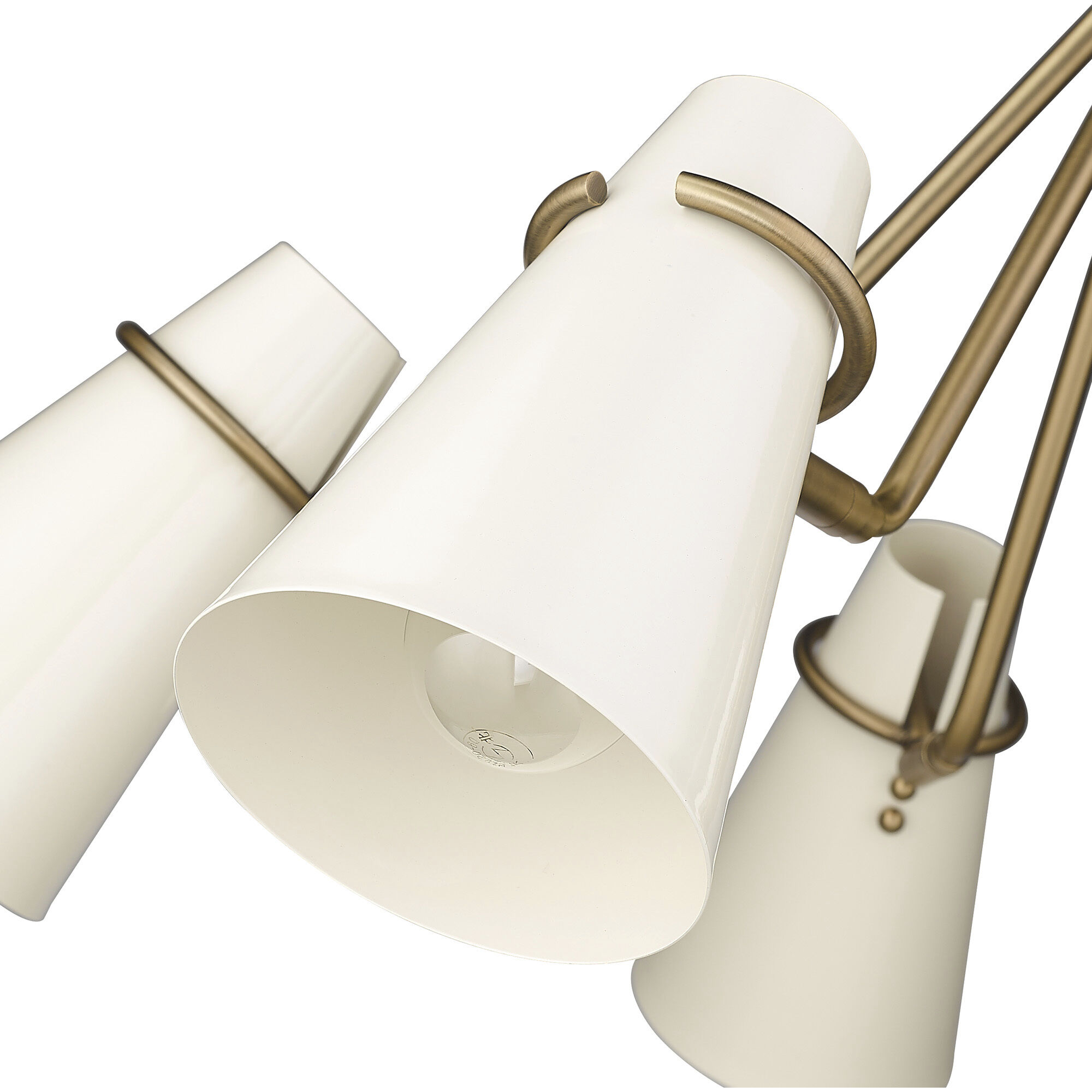 Reeva 27.38 inch 100.00 watt Modern Brass Chandelier Ceiling Light in Glossy Ecru