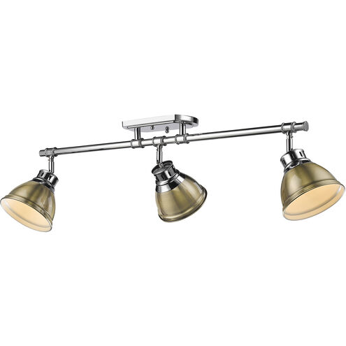 Duncan 3 Light 6.5 inch Chrome Semi-Flush Track Light Ceiling Light in Aged Brass, Track Light