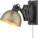 Hawthorn 1 Light 8 inch Matte Black Articulating Wall Sconce Wall Light in Aged Brass, Adjustable