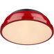 Duncan 2 Light 14 inch Matte Black Flush Mount Ceiling Light in Red, Damp