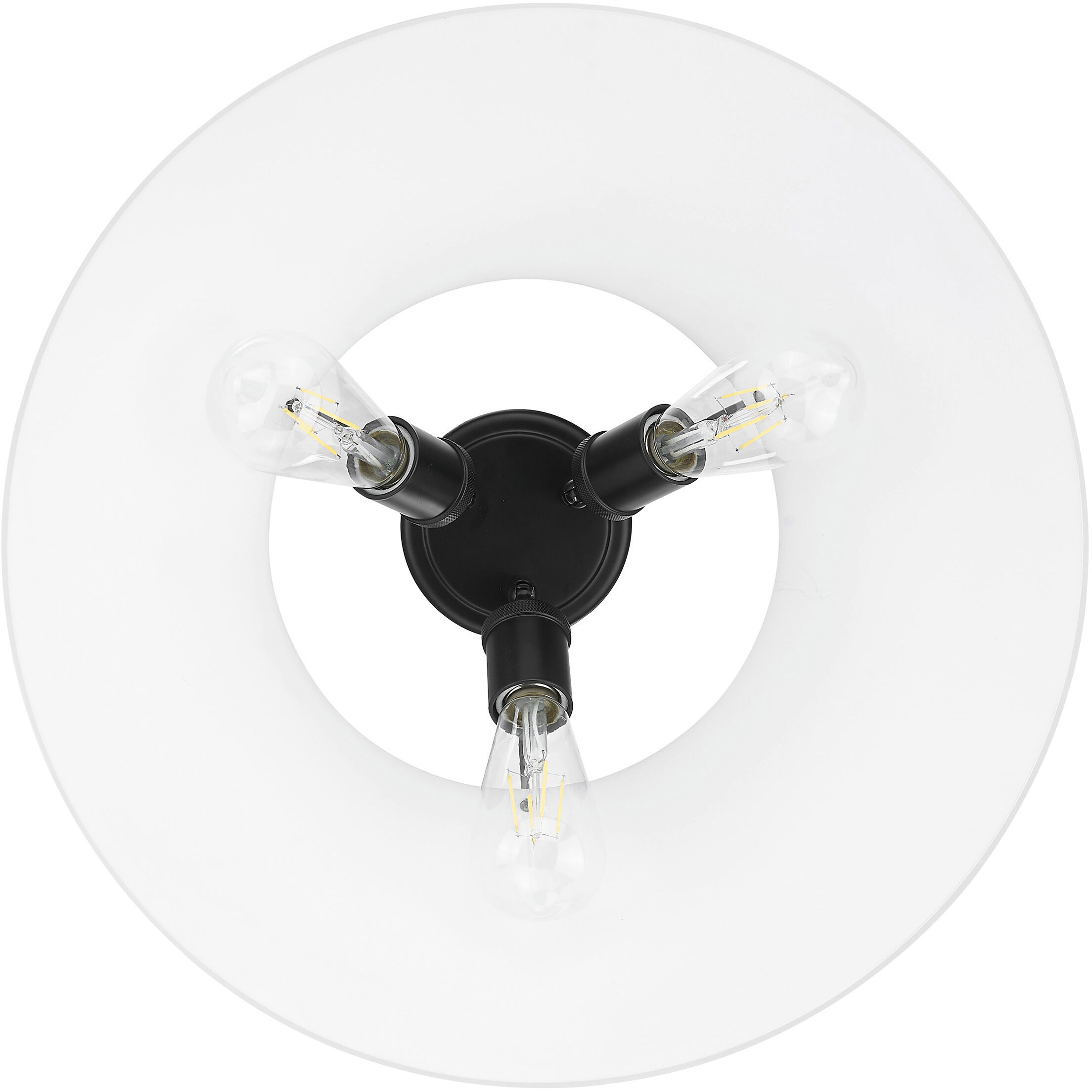 Yep Orwell 3 Light 18.75 inch Matte Black Flush Mount Ceiling Light in Opal Glass