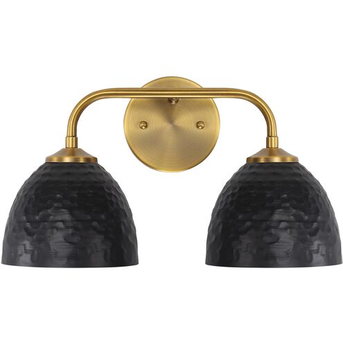 Shepard 2 Light 15.5 inch Modern Brass Vanity Light Wall Light in Matte Black