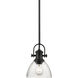 Yep Hines Pendant Ceiling Light in Matte Black, Seeded Glass