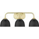 Yep Zoey Vanity Wall Light in Olympic Gold, Matte Black