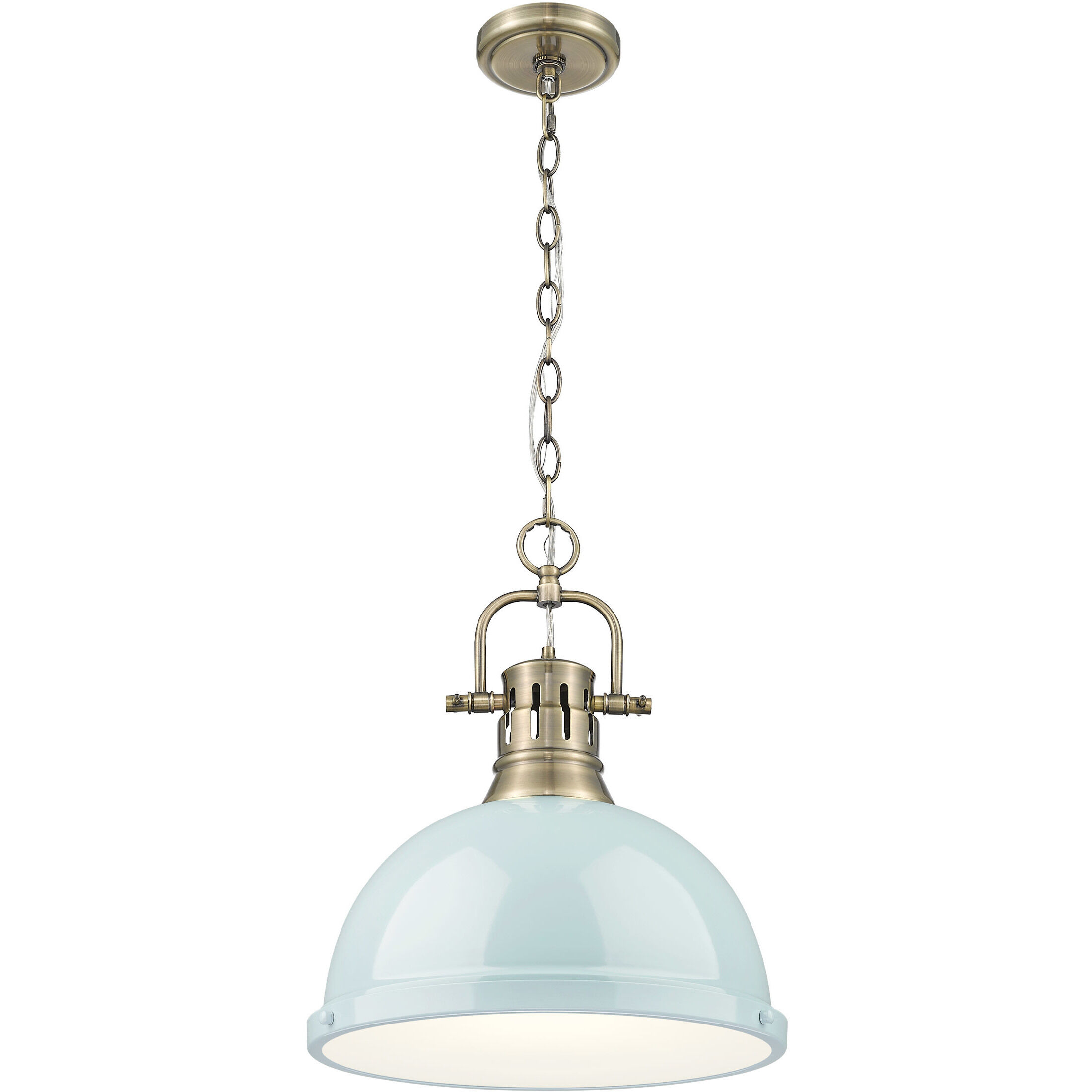 Yep Duncan 1 Light 14 inch Aged Brass Pendant Ceiling Light in Seafoam, Large