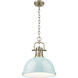 Yep Duncan 1 Light 14 inch Aged Brass Pendant Ceiling Light in Seafoam, Large