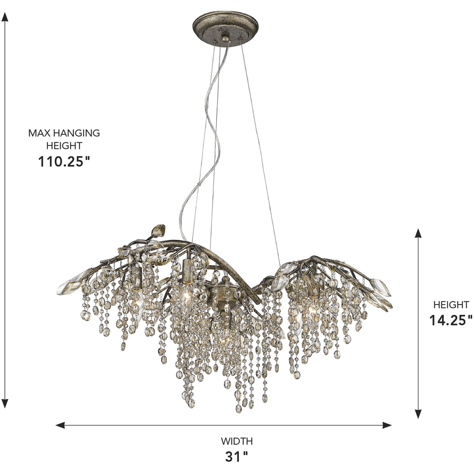 Autumn Twilight 6 Light 31 inch Mystic Gold Chandelier Ceiling Light, Large
