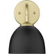 Yep Zoey 1 Light 6.38 inch Olympic Gold Wall Sconce Wall Light in Matte Black