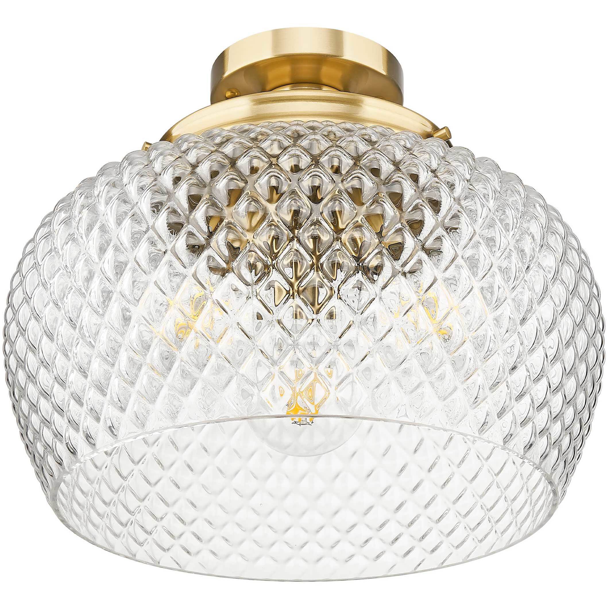 Adeline 3 Light 14 inch Modern Brushed Gold Semi-Flush Mount Ceiling Light