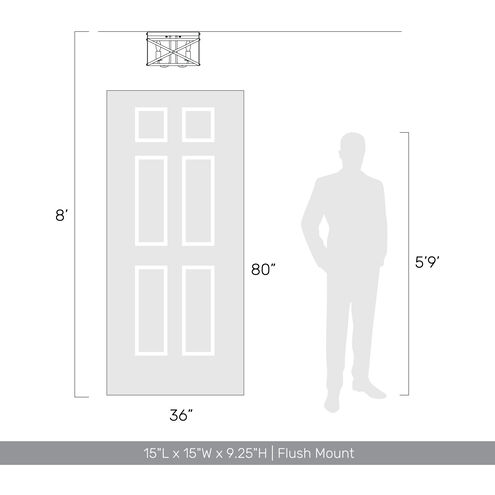 Alcott 3 Light 15 inch Antique Black Iron Flush Mount Ceiling Light