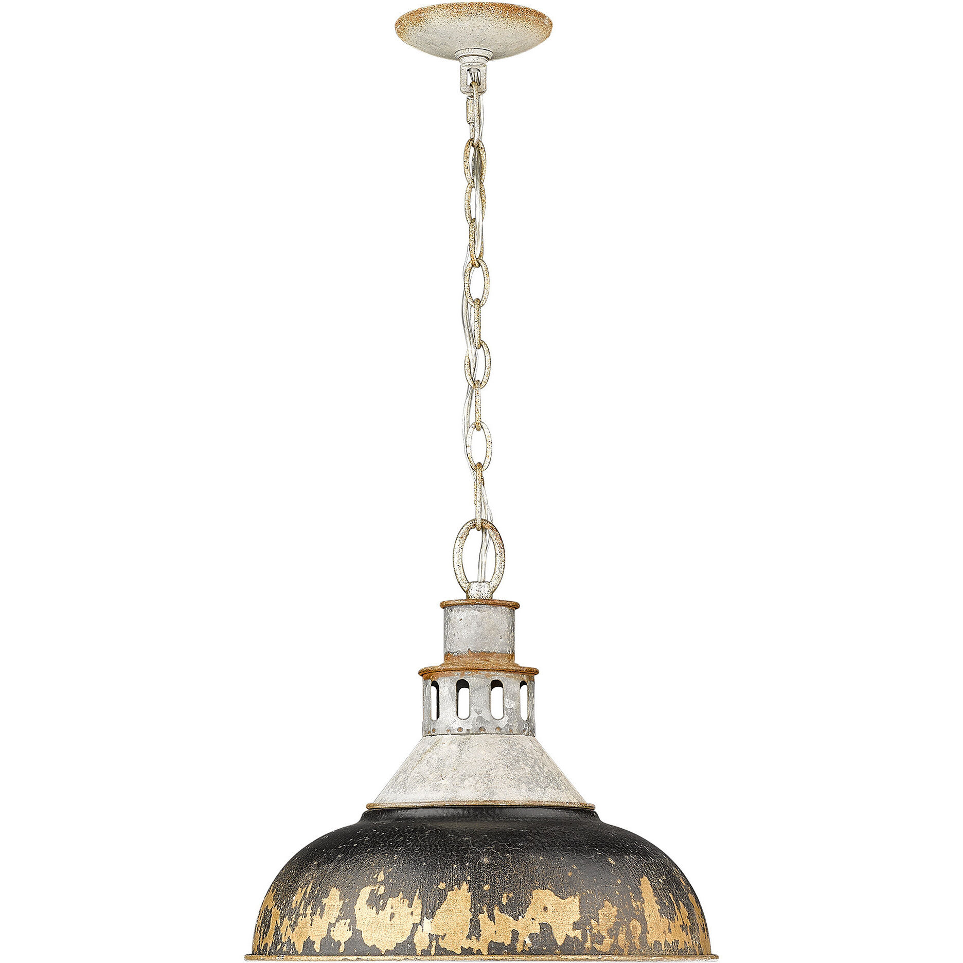 Kinsley 1 Light 14 inch Aged Galvanized Steel Pendant Ceiling Light in Antique Black Iron, Large