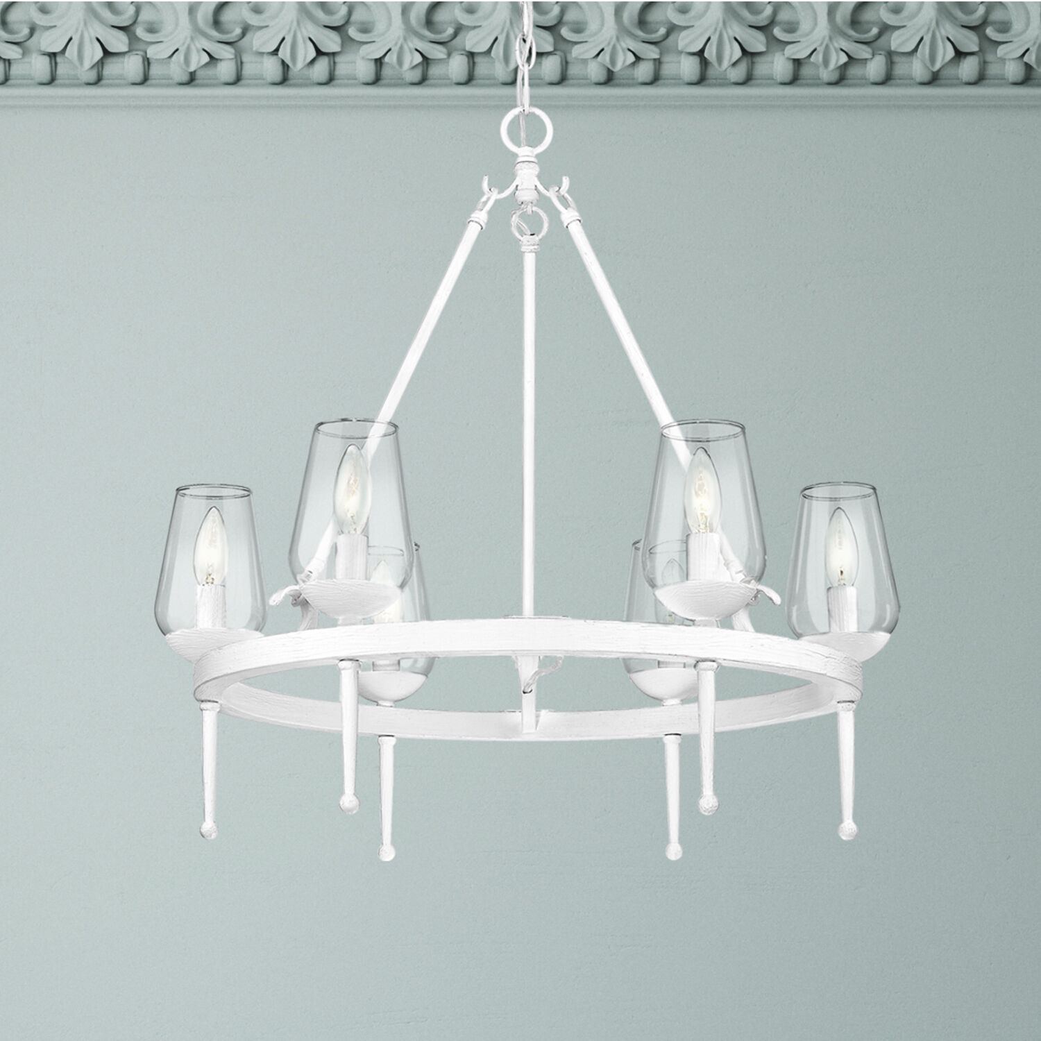 Regent 25.63 inch 60.00 watt Textured White Plaster Chandelier Ceiling Light