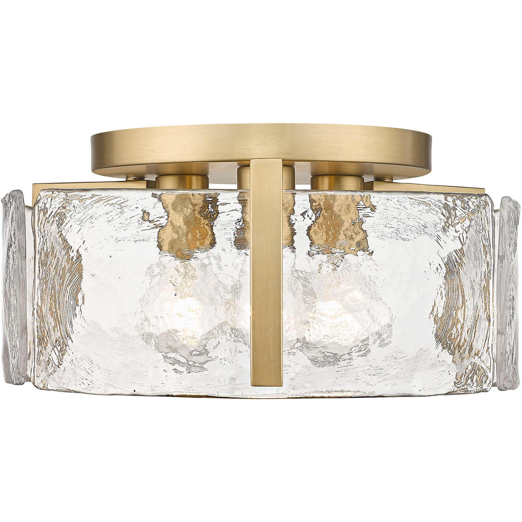 Aenon 3 Light 15 inch Brushed Champagne Brass Flush Mount Ceiling Light