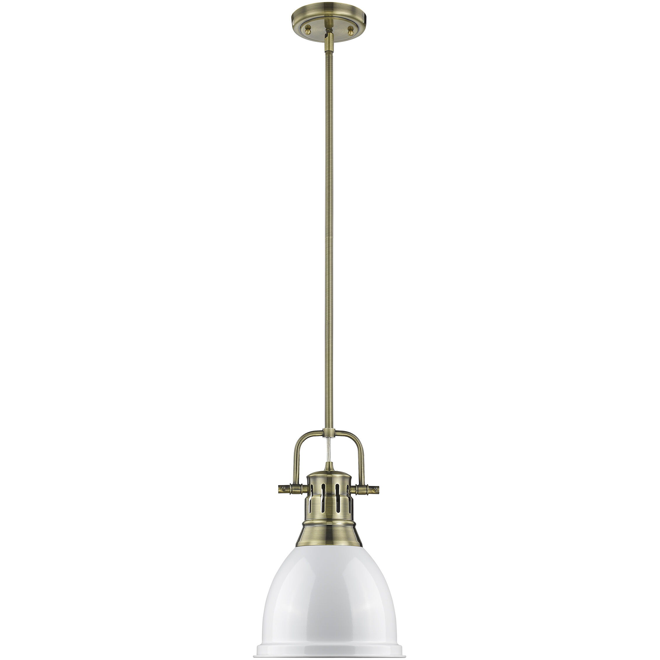 Yep Duncan 1 Light 8.88 inch Aged Brass Pendant Ceiling Light in White, Small