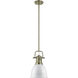Yep Duncan 1 Light 8.88 inch Aged Brass Pendant Ceiling Light in White, Small