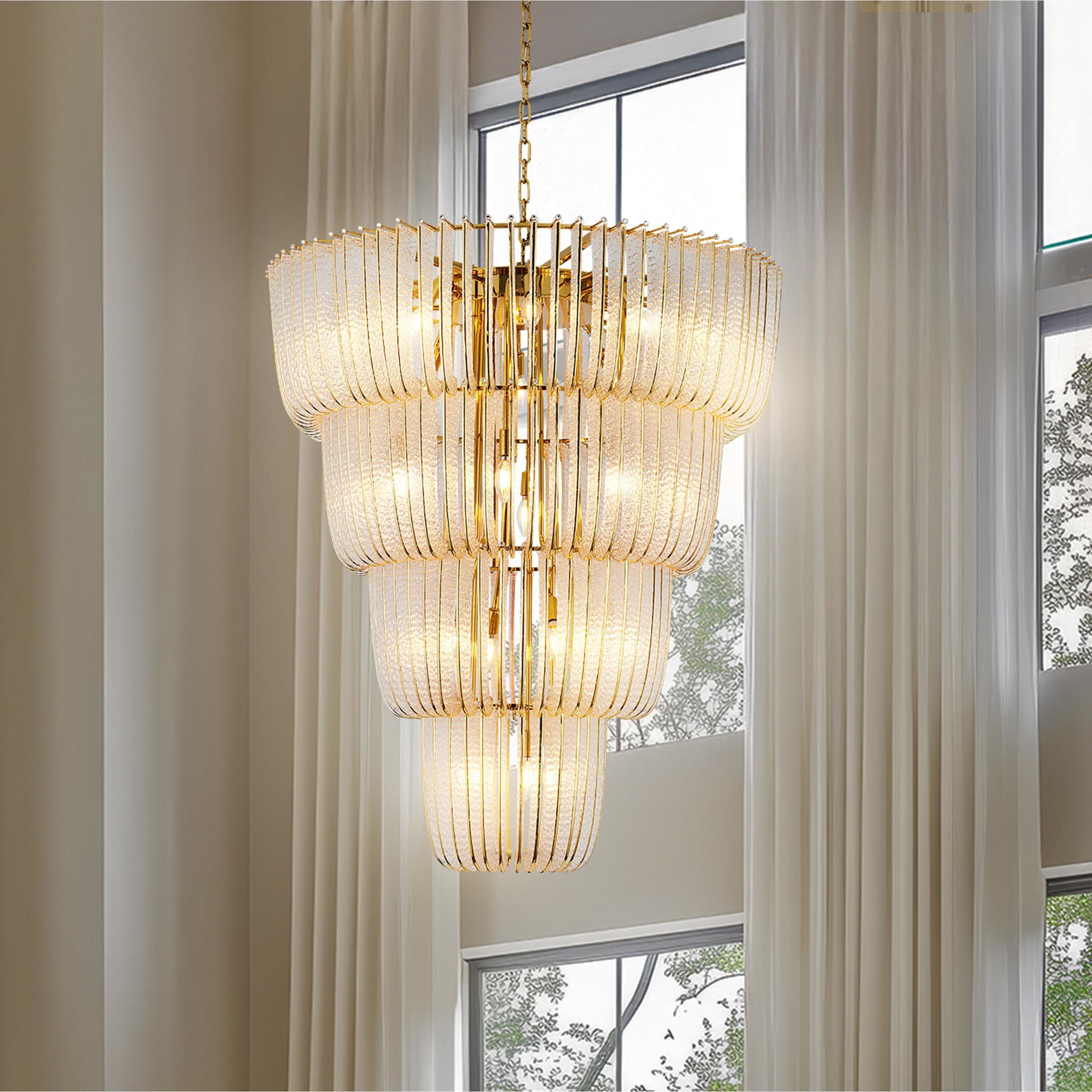 Ziva Shahi 37.38 inch 5.00 watt Titanium Gold Chandelier Ceiling Light, 4 Tier