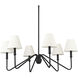Yep Kennedy 6 Light 29.75 inch Natural Black Chandelier Ceiling Light in Ivory Linen