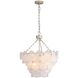 Yep Cascada 8 Light 20.13 inch Aegean Silver Pendant Ceiling Light in Cirrus Cloud Glass, 3 Tier