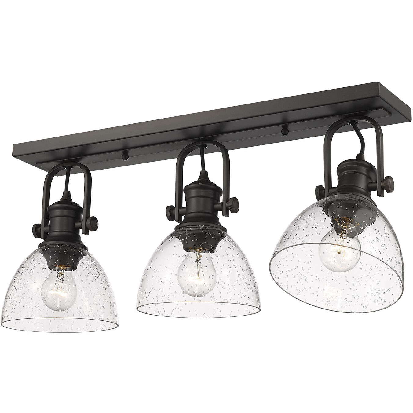 Yep Hines 3 Light 23.13 inch Rubbed Bronze Semi-Flush Mount Ceiling Light in Seeded Glass, Damp