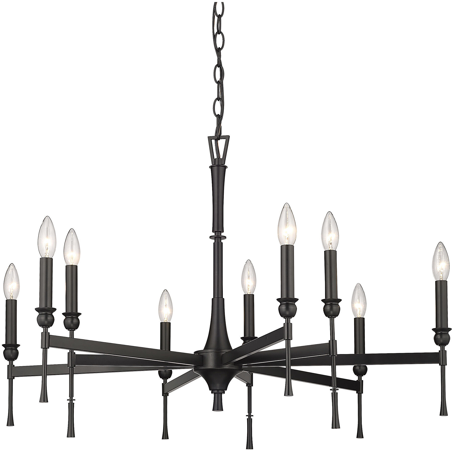 Landon 9 Light 34 inch Matte Black Chandelier Ceiling Light