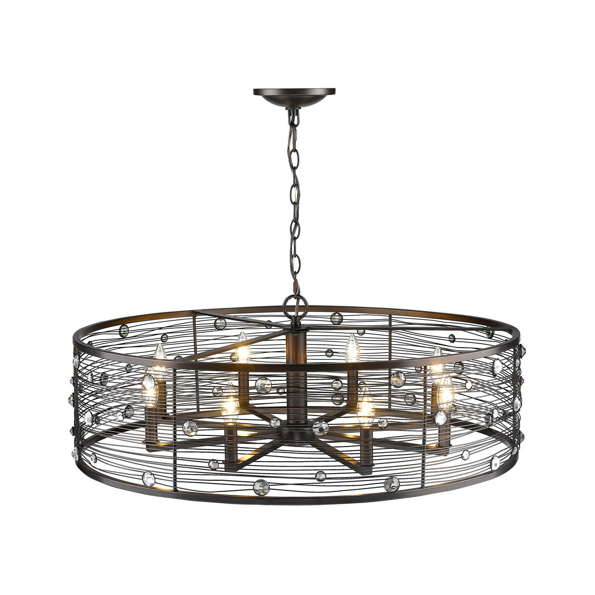 Bijoux 8 Light 34 inch Brushed Etruscan Bronze Chandelier Ceiling Light, Large