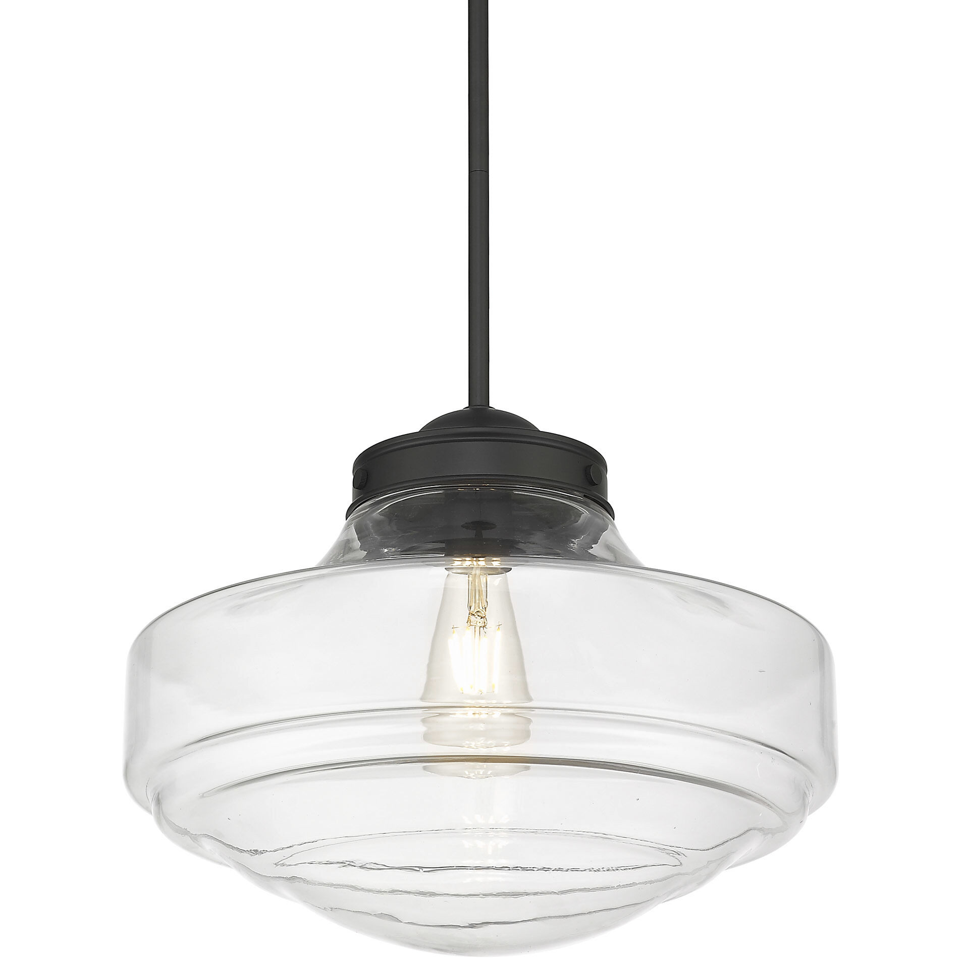 Ingalls Pendant Ceiling Light in Matte Black, Clear Glass, Large