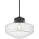 Ingalls Pendant Ceiling Light in Matte Black, Clear Glass, Large