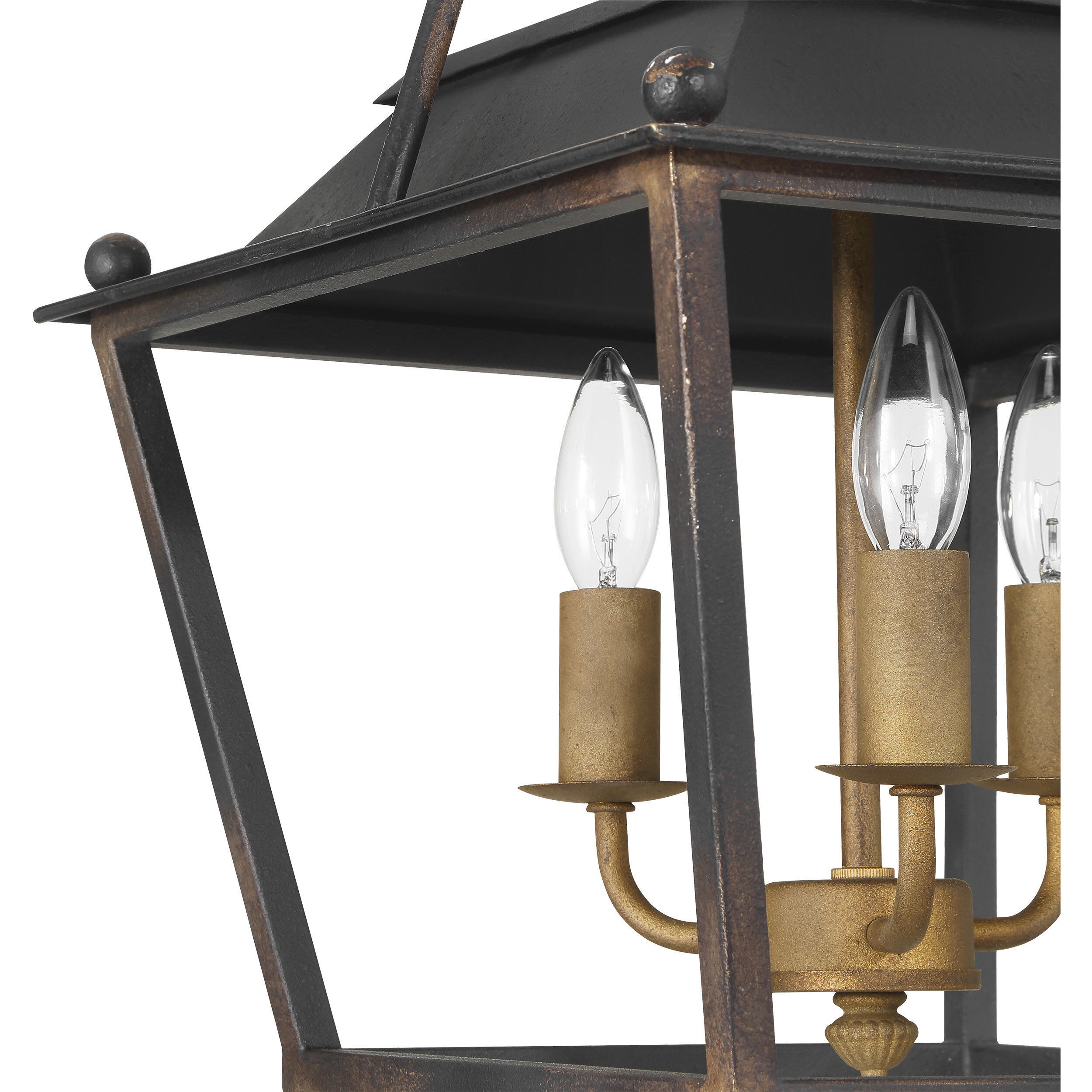 Christoff 3 Light 14 inch Antique Black Iron Semi-Flush Mount Ceiling Light