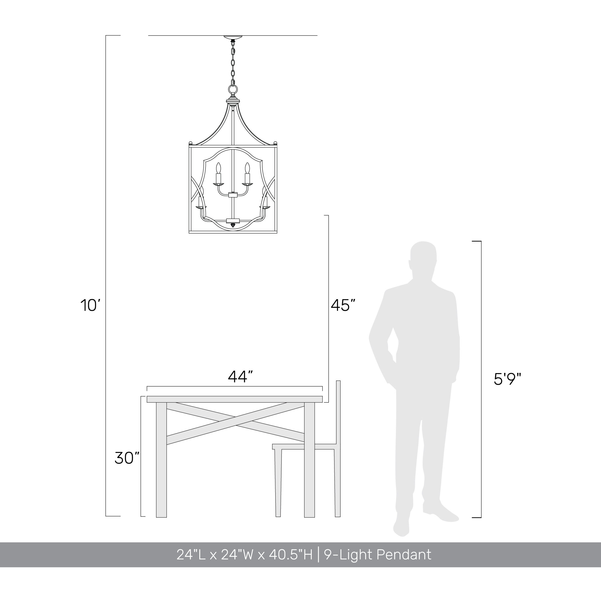 Laurent 9 Light 24 inch Antique Ivory Pendant Ceiling Light
