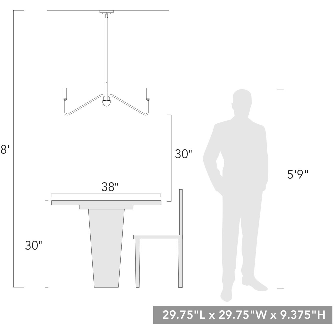 Yep Kennedy 29.75 inch 60.00 watt Brushed Champagne Brass Chandelier Ceiling Light in No Shade