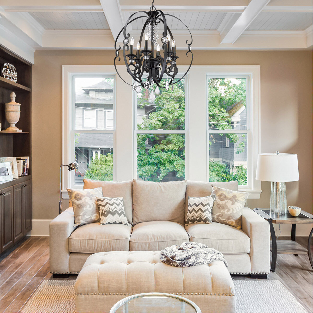 Ella 6 Light 26 inch Matte Black Chandelier Ceiling Light