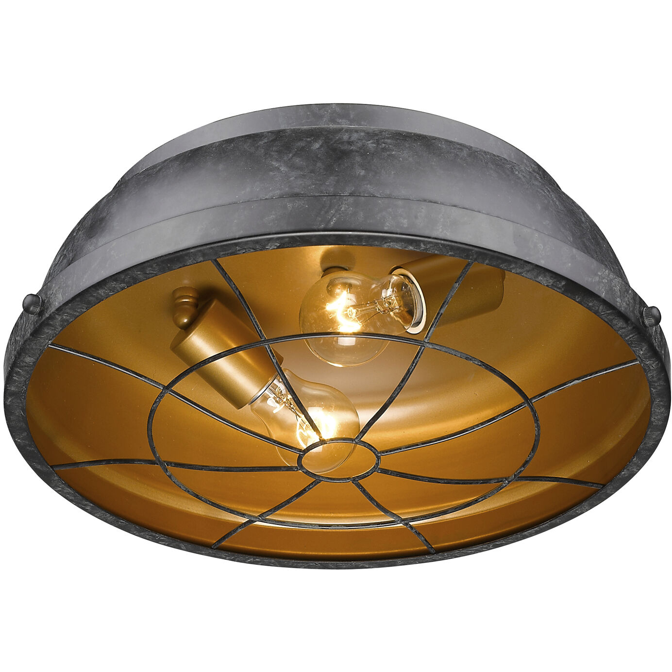 Bartlett 2 Light 14 inch Black Patina Flush Mount Ceiling Light, Damp