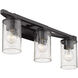 Mercer 3 Light 22 inch Matte Black Bath Vanity Wall Light in Matte Black/Matte Black